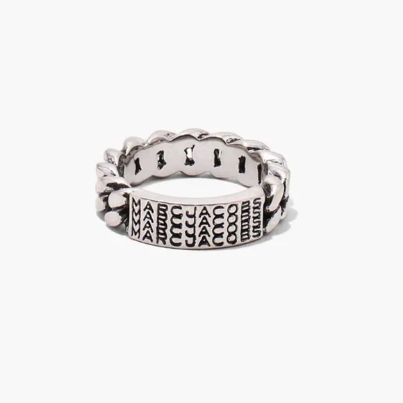 Marc Jacobs the Barcode Monogram ID Chain Ring Silver - Size 10 NWT - Picture 3 of 8